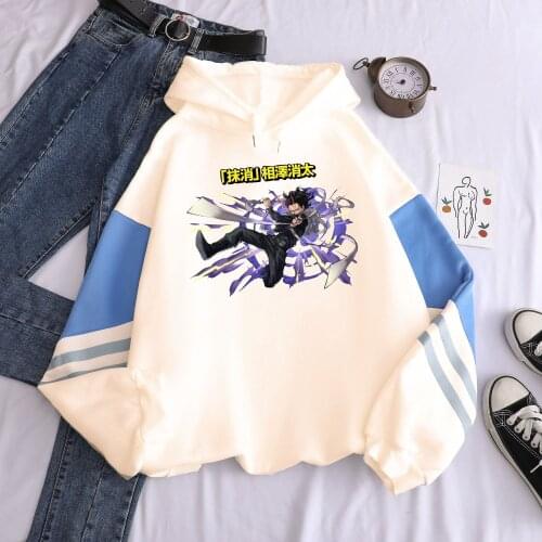 Japanese Anime Funny Shota Aizawa Patchwork Hoodies My Hero Academia Boku No Hero Sweatshirts Streetwear Cartoon Winter Pullover