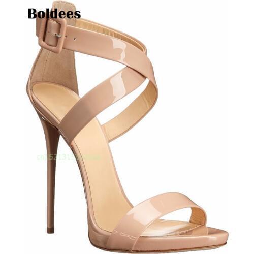 Ladies Nude Shoes 2018 Summer Gladiator Sandals Women High Heels Sandals Party Wedding Shoes Glitter Gold Ladies Sandals 43