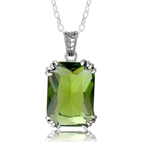 Handmade Peridot Stone Solitaire Pendants Genuine 925 Sterling Silver Jewelry Wedding Pendant For Women Factory Wholesale