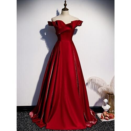 Vestido De Festa Sweetheart A-line Evening Dresses Long Dress 2020 Fashion Robe De Soiree Lace Up Burgundy Evening Dress Formal