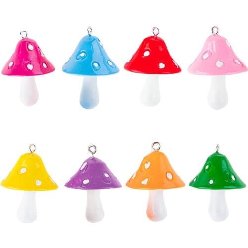 10pcs/lot Colorful Mushroom Resin Charms DIY Earring Necklace For Jewelry Making Accessories
