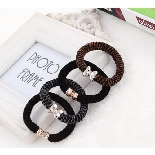100pcs Newest Women Hair Band South Korean bow hair seamless super elastic hair tie ring