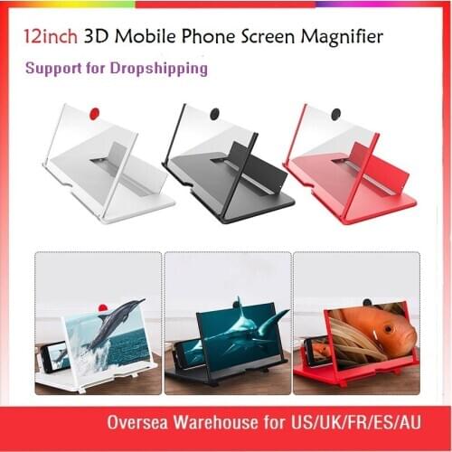 12 inch 3D Mobile Phone Screen Magnifier HD Video Amplifier Stand Bracket with Movie Game Magnifying Folding Phone Desk Holder