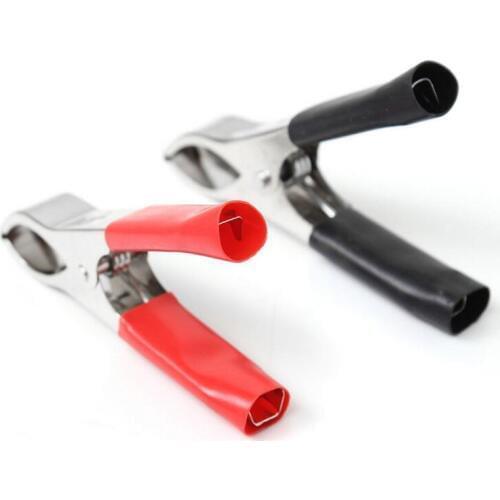 2pcs 30A Insulated Crocodile Clips Low Voltage Wire Lead Test Alligator Clamps 75mm