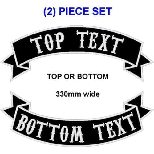 330mm wide Customize embroidery mc rocker patch 2 pieces per set motorcycle biker iron on patches for full back jacket clothing