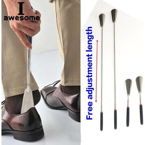 26.5~74.5cm Silver Long Handle Shoehorn Flexible Stainless Steel Shoe Horn Stick Shoe Lifter Tool Professional Shoe Spoon Tool