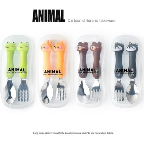 304 Stainless Steel Baby Spoon Portable Tableware Creative Cute Cartoon Baby Spoon