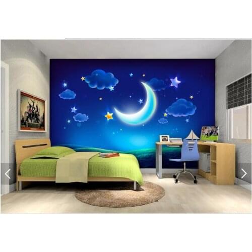 Customized 3D wallpaper 3d wall mural wallpaper The moon stars cartoon dreams murals wall paper 3D sitting room photo wallpaper