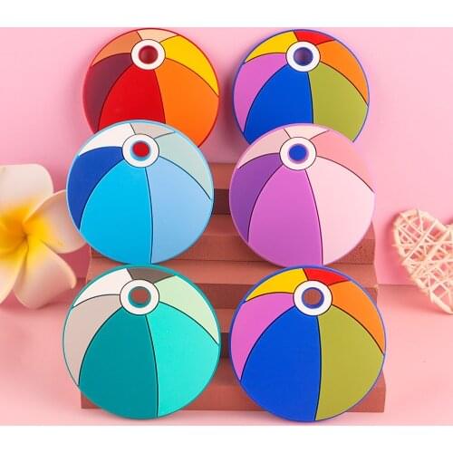 Sunrony 5Pcs Colored Ball Silicone Teether BPA Free Food Grade Silicone Pendants DIY Pacifier Chain Accessories Baby Molar Toys