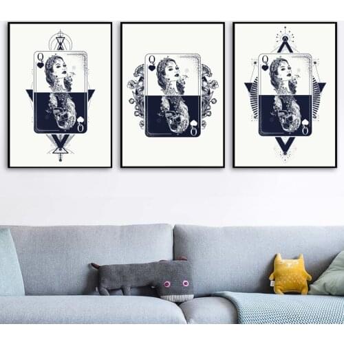 Playing Cards Abstract Painting Poster Vintage Wall Art Canvas Painting Nordic Posters And Prints Wall Pictures For Living Room