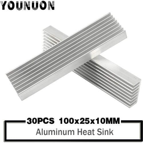 30PCS 100x25x10mm Radiator Aluminum Heatsink Extruded Heat Sink for LED Electronic Heat Dissipation Cooling Cooler