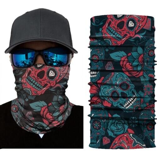 Bandana Women Men Skull Digital Printed Multi Functional Seamless Sacrf Quick Dry Sunshade Sweatband Hairband Cycling Neck Scarf