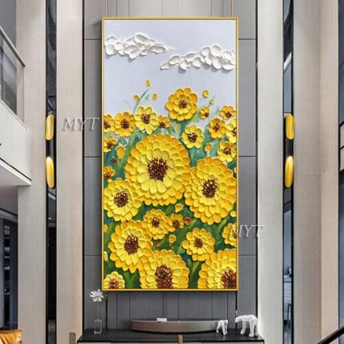 Frameless Handpainted Free Shipping 100% Pure Handmade On Canvas Sunflowers Oil Painting Modern Home Decoration Art Wall Picture