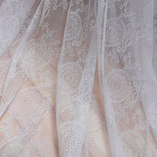 Free shipping Lace mesh fabric black white diy costume accessories wedding dress curtain decoration 150cm wide