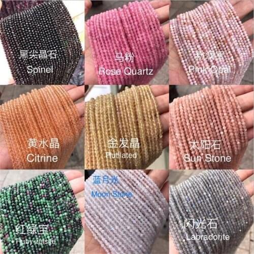 AA+ Natural Faceted 2mm 3mm Beads Labradorite Jaspers Agates Lapis lazuli Amazonite Opal Stone Beads For DIY Jewelry Making 15