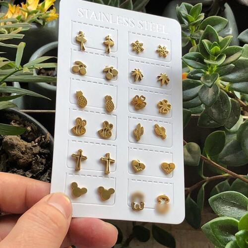 Dancing bear Women's Gold Earrings