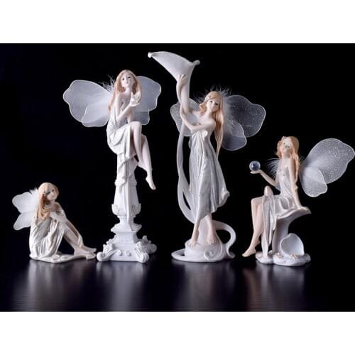 Europe Flower Fairy Beauty Angel Figurines Decoration Resin Home Crafts Desktop Cute Ornament Birthday Wedding Gift Accessories