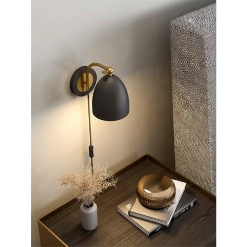 European black wire wall lamps bedside living room luxury Nordic bedroom American hotel study decor sconces lights lighting