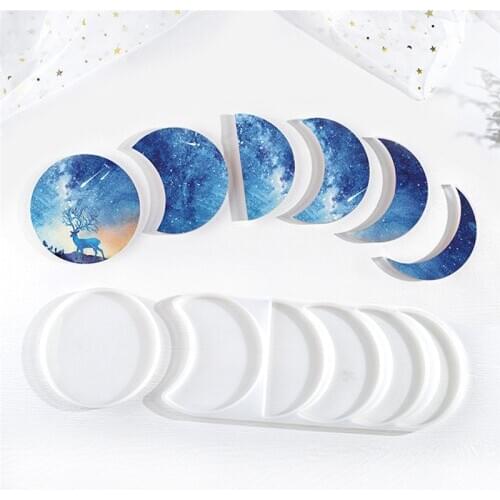 Starry Lunar Eclipse Resin Mold Astronomy Crescent Moon Phases Silicone Mould Casting UV Resin Molds Moon Coaster DIY Craft Tool