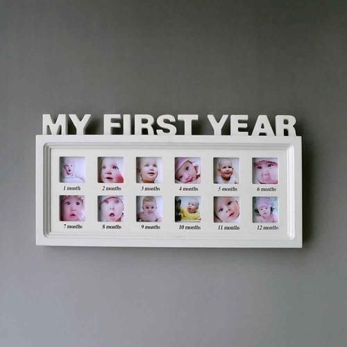 Photo Frame Artificial Board Baby My First Year Picture Frame Hanging Home Decoration Baby Shower Gift 41X20cm