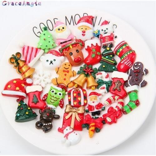 GraceAngie 20pcs/pack Bohemian Celebrity Style Diy Jewelry Accessories Gemstone Glass Patch Christmas Day Theme Happy Life