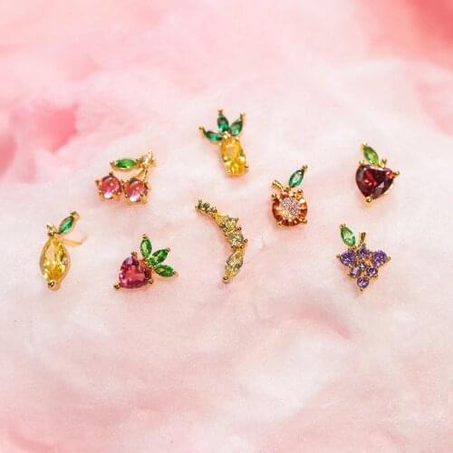 INS Cute Tropical Fruit Stud Earrings Sweet Colorful Pineapple Watermelon Fruit Earrings For Women Girls Fashion Jewelry