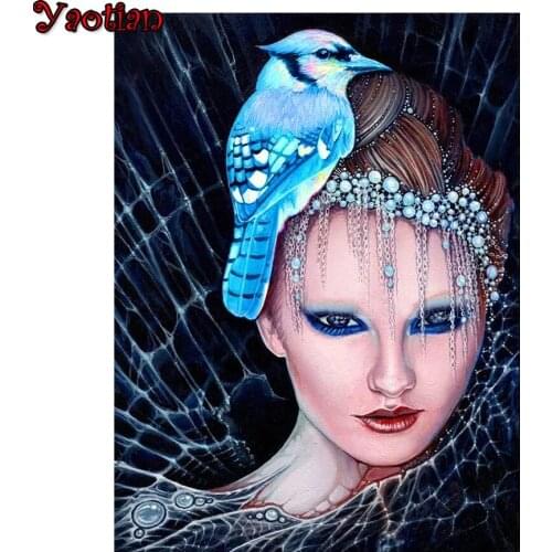 Abstract bird girl with Spider web Diamond painting full square round drill 5d Diy Embroidery Beads cross stitch Home decoration