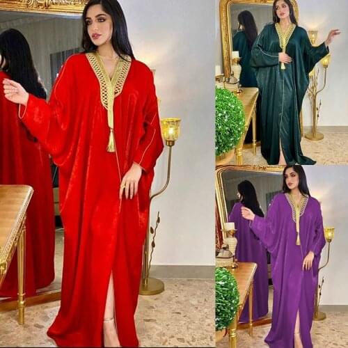 Dubai Kaftan Abaya Muslim Women Open Kimono Batwing Sleeve Kimono Jilbab Maxi Robe Gown Arab Loose Middle East Moroccan Fashion