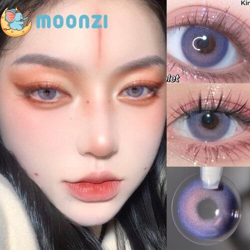 MOONZI cherry violet pink small Beauty Pupil contact lens Colored Contact Lenses for eyes yearly degrees Myopia prescription