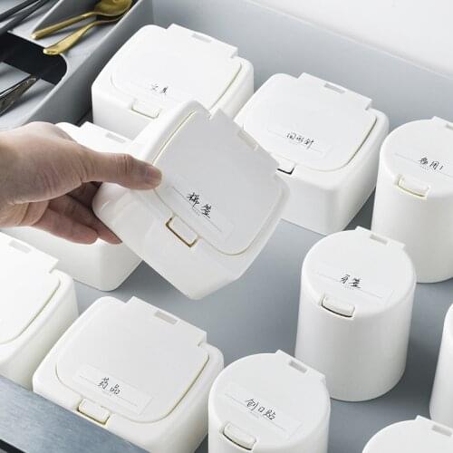 Storage Box White Button with Lid Portable Assortment Container Make Up Cotton Pad Holder Cotton Swab Organizer Jewelry Storage