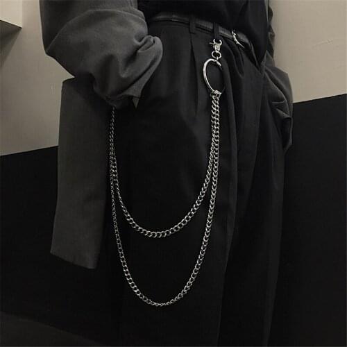 Cool Punk Rock Wallet Belt Chain Double-layer Pants Chain Secure Travel Wallet Chain Heavy Duty Jeans Link Coil Leash Jewelry