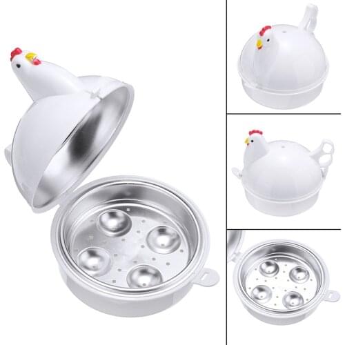 Chicken Hen Shaped Egg Cooker 4 Cell Plastic Egg Boiler Cooker Cooking Steamer For DIY Breakfast Fast Egg Tool