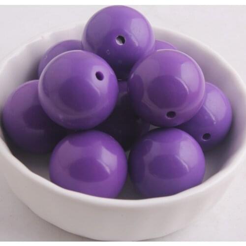 Kwoi vita Wholesales Dark Purple Color Chunky 20MM 100pcs Acrylic Solid Bubble Gumball Beads for Kids Necklace