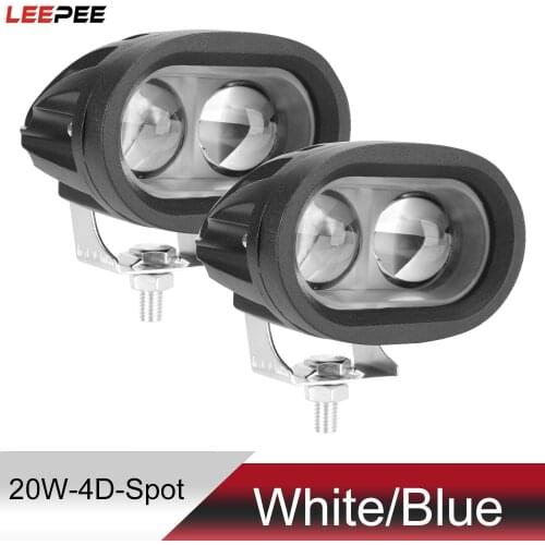 LEEPEE Motorbike Car Fog Lamp Motorcycle Headlights Lamp 4D len LED Work Light Spotlight 20W DC9-80V 2000Lm For Car Truck