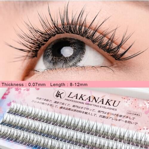 LAKANAKU Spikes Volume Grafting Eyelashes Fish Tail Lashes Popular Styles Individual Eyelash Extensions 8-12mm Extension
