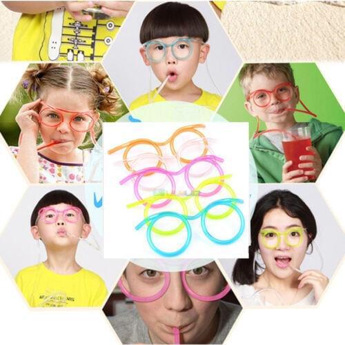 2015 Novelty Funny Glasses Soft Straws DIY Creative Drinking Tube for Kids Adults random color