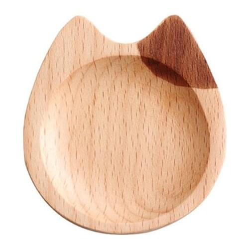 New Wooden Sauce Dishes Cute Cat Shaped Dipping Bowls Seasoning Appetizer Plates