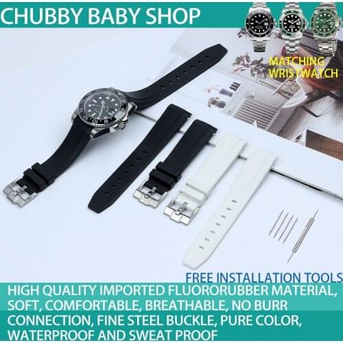 The original fluorine rubber strap is suitable for Rolex black water ghost Green Water Ghost Blue Water Ghost watch with 20 mm p