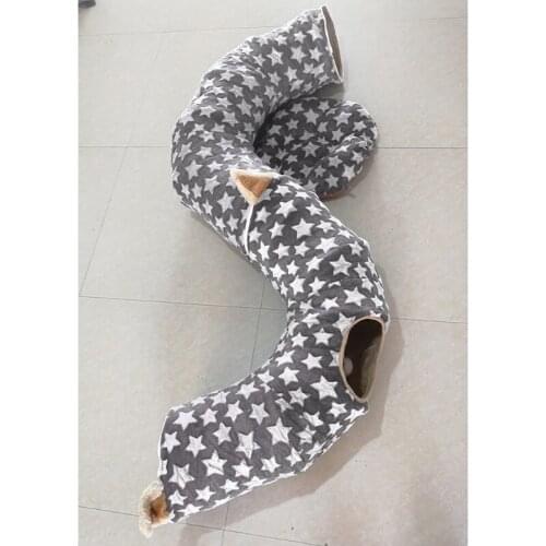 Plush Cat Dog Tunnel Bed with Cushion Kitten Longer Crinkle Collapsible 3 Way Tube Toy Kitty Small Puppy Puzzle Toy