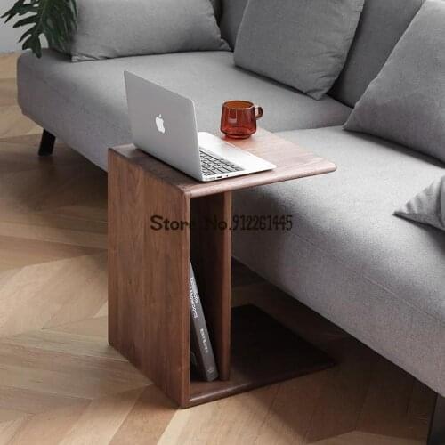 Qimu Nordic style bedside table sofa side table black walnut side table solid wood side table simple light luxury small coffee t
