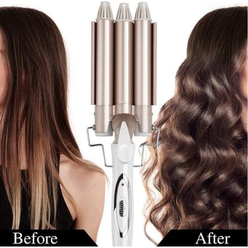 Professional New Product Electric Multi-grade Temperature Control Hair Curler Three Barrel Ceramic Glaze Large Wave Hair Curler