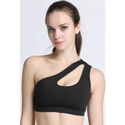 Sexy One Shoulder Fitness Yoga Push Up Sports Bra for Women Gym Running Padded Tank Top Athletic Vest Underwear Sport Bra Top