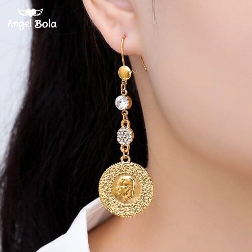 Gold Color Muslim Islamic Allah Coin Earrings for Women/Girls Iran Persian Turkish Jewelry Drop Earring Arab Coins Middle East
