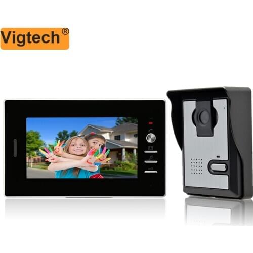 Vigtech Video Door Intercom Doorbell Device 7'' LCD Color Wired Video Door Phone System For The Home Apartment Support Unlock