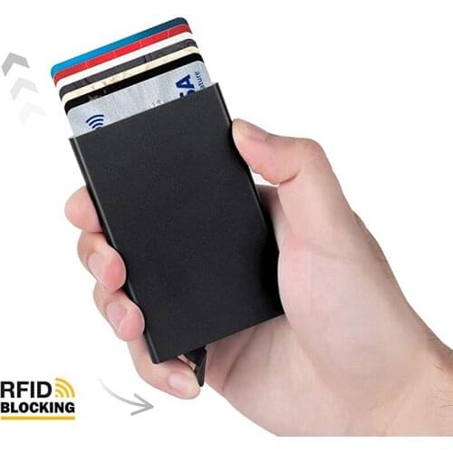 Pop-out RFID Card Holder Slim Aluminum Wallet Elasticity Back Pouch ID Credit Card Holder Blocking Protect Travel ID Cardholder