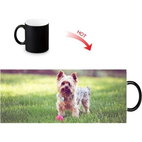 Yorkshire Terrier Magic DIY Mugs Heat Changing Color Water Milk Coffee Cup Black Transforming White Mug Gift Idea