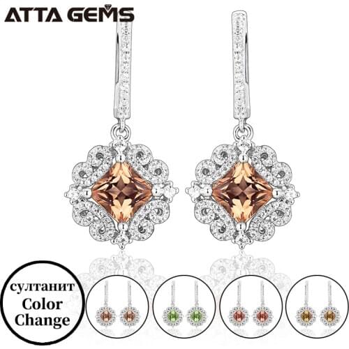 Zultanite Sterling Silver Drop Earrings for Women Fine Jewelry 2.6 Carats Created Diaspore 925 Earrings Mothers Gift