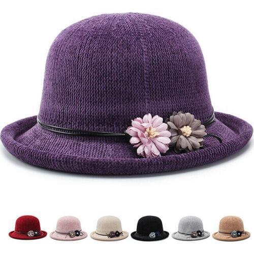 Woman Chenille Cloche Hats Vintage Style Sun Hat for Summer Spring UV protection