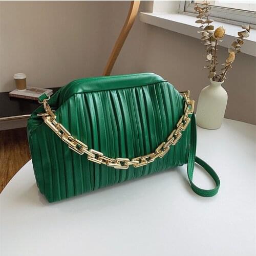 Thick Chain Underarm Women Bags 2021 Fashion Branded Shoulder Purses And Handbags Quality PU Leather Female Crossbody Clutch Bag