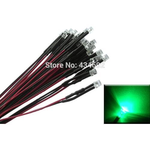 20pcs 5mm Green Flat Top Prewired led Pre-Wired Resistors LED Light Lamp Bulb Cable Diodes DC12V For Boat/Car/Tree Decoration
